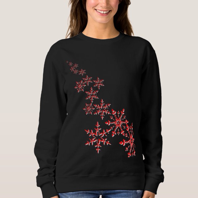 Jul Snöflingor Sweatshirt T Shirt (Framsida)