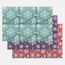 Jul Snöflingor Teal Red Lila Decoupage