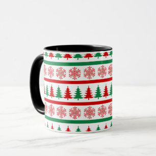Jul Snöflingor & Träd Tryckt Mugg Kopp