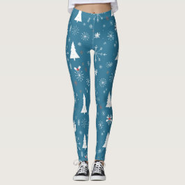 Jul Snöflingor utan sjölöst Mönster Leggings