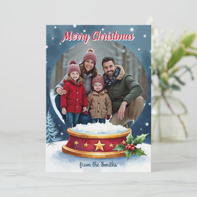 Jul Snöglob Julhälsningar kort (Stående Fram)