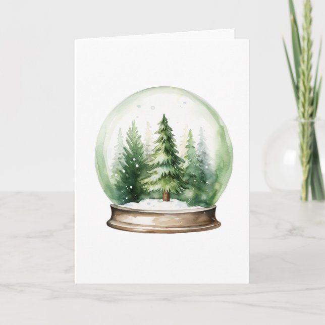 Jul Snöglob med Julgranar TOM  Helgkort (Framsida)
