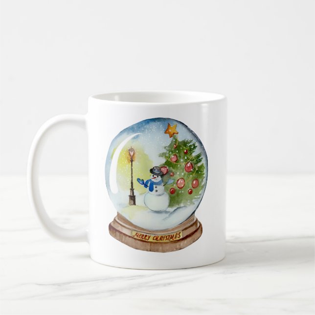 Jul Snöglob med Snöman & Träd Kaffemugg (Vänster)