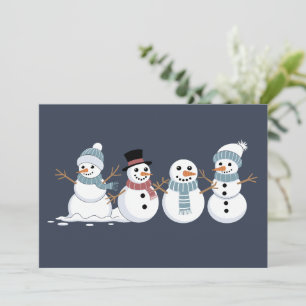 Jul Snögubbar Rad Xmas Vinter Högtidsperiod Julkort