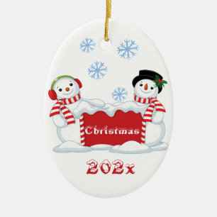 Jul Snögubbar Träd Julgransprydnad Keramik
