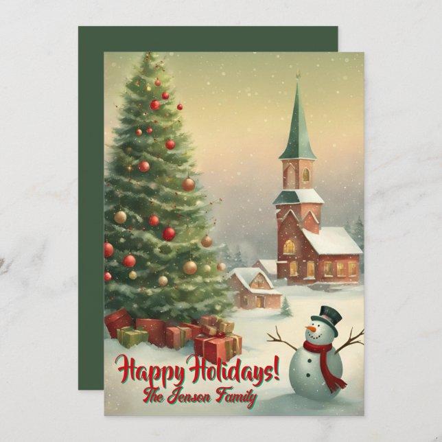 Jul snögubbe 2, Glad helg, julkort Inbjudningar (Fram/baksida)