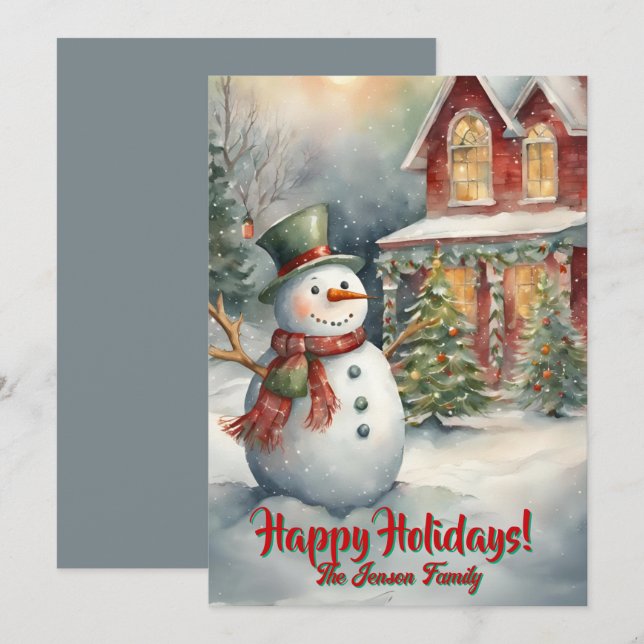 Jul snögubbe 3, Glad helg, julkort Inbjudningar (Fram/baksida)