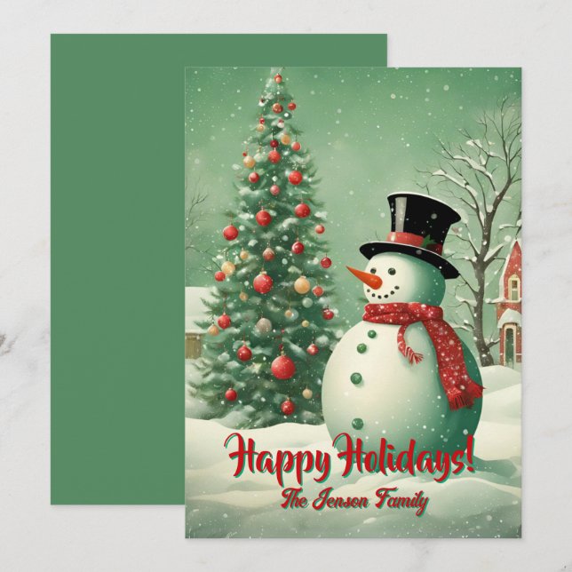 Jul snögubbe 4, Glad helg, julkort Inbjudningar (Fram/baksida)