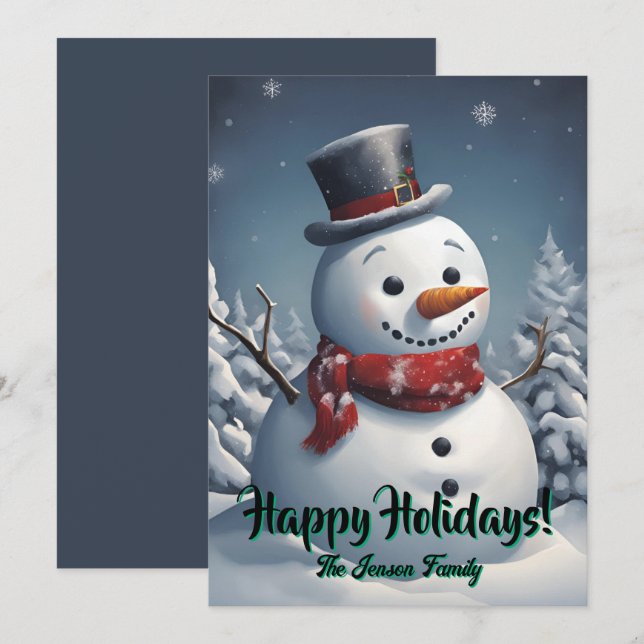Jul snögubbe 5, Glad helg, julkort Inbjudningar (Fram/baksida)