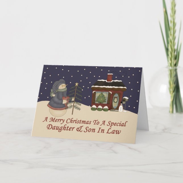 Jul Snögubbe A Speciell dotter & son in Law Helgkort (Framsida)