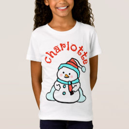 Jul Snögubbe Anpassat namn Girls White T Shirt