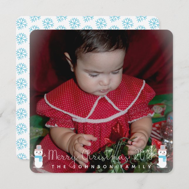 Jul Snögubbe Babys Kids Photo Hälsning Inbjudningar (Fram/baksida)