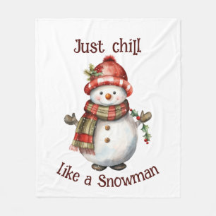Jul Snögubbe Bara Chill Quote Roligt Vattenfärg Fleecefilt