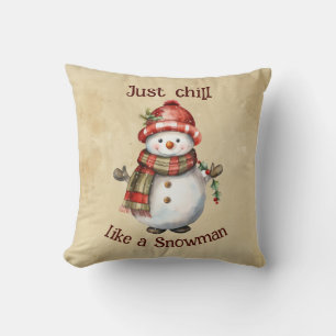 Jul Snögubbe Bara Chill Quote Roligt Vattenfärg Kudde