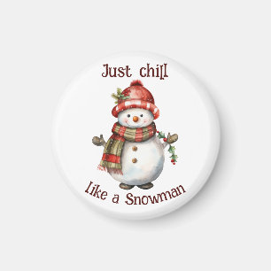 Jul Snögubbe Bara Chill Quote Roligt Vattenfärg Magnet