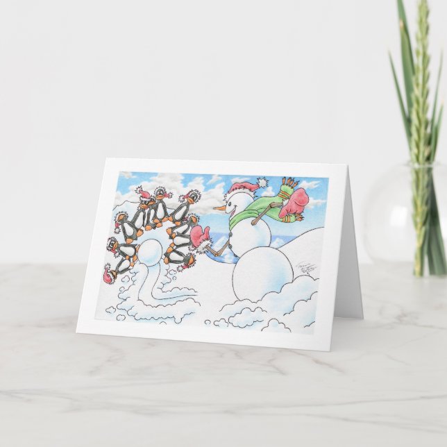 Jul Snögubbe Bowlareare Helgkort (Framsida)