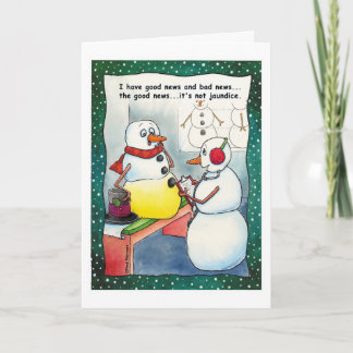 Jul: Snögubbe Bra News, Bad News Card Helgkort