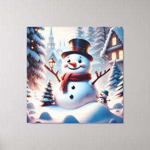 Jul Snögubbe Canvastryck