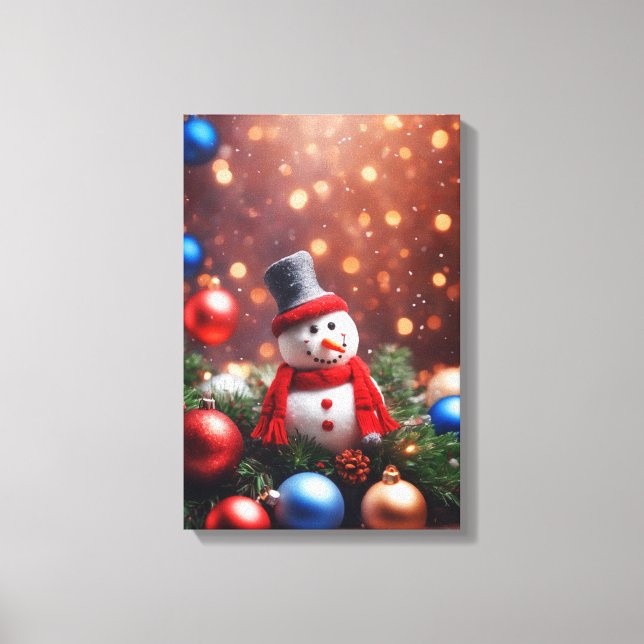 Jul Snögubbe Canvastryck (Framsida)