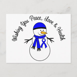 Jul Snögubbe Colon Cancer Ribbon Helg Vykort