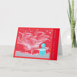 Jul Snögubbe dekorerar Träd Helgkort