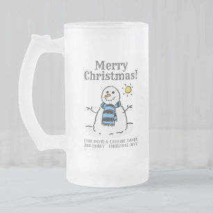 Jul Snögubbe Design med Hälsning Frostat Ölglas
