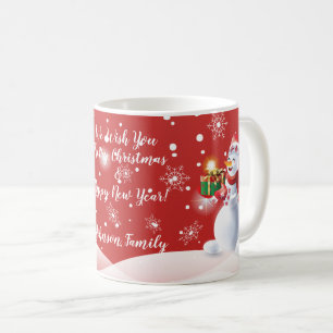 Jul & snögubbe för gott nytt årvinterhelgdag kaffemugg
