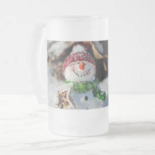 Jul Snögubbe Frosted 16 oz Frosted Glass Mugg