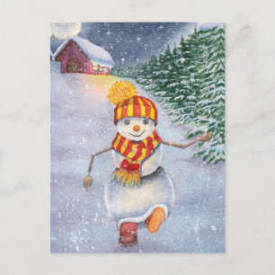 Jul snögubbe går vykort