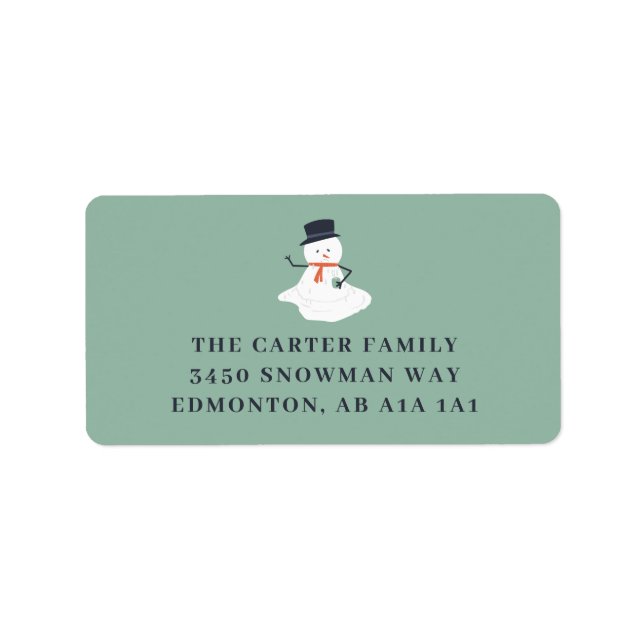 Jul Snögubbe Helgdag Den nutida cute Modern Adressetikett (Framsidan)