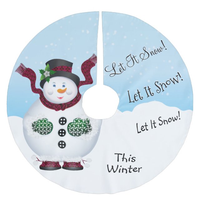 Jul Snögubbe Helgdag Julgransmatta Borstad Polyester (Framsidan)