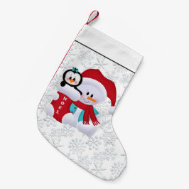 Jul snögubbe Helgdag, som lagrar vit snöflinga Liten Julstrumpa