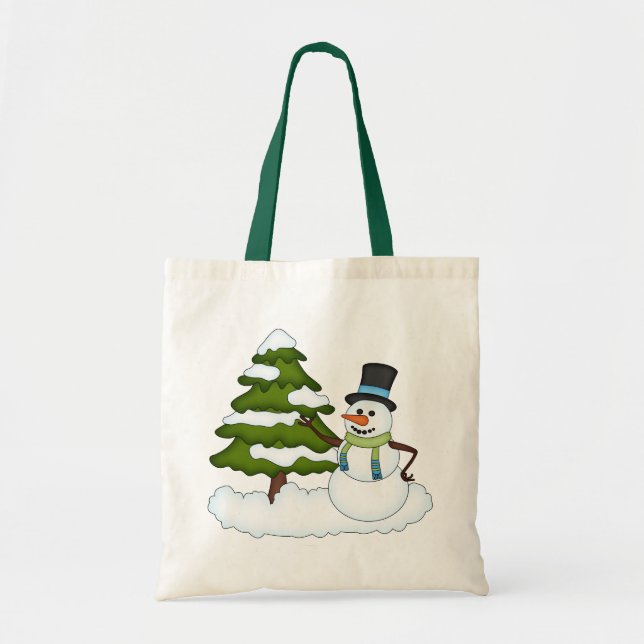 Jul Snögubbe Helgdag Tote Bag Tygkasse (Framsidan)