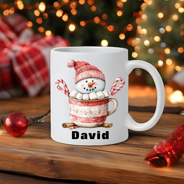 Jul Snögubbe Hett Kakaos Candy cane Marshmallow Kaffemugg (Christmas Snowman Hot Cocoa Candy Cane Marshmallow Coffee Mug
)