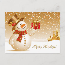 Jul Snögubbe Holiday Greetings Helg Vykort