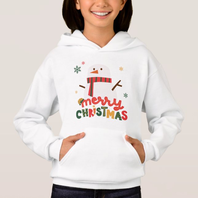 Jul Snögubbe Hoodie T Shirt (Framsida)