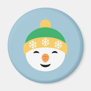 Jul Snögubbe i Grönt Hat i ljusblå blått Magnet