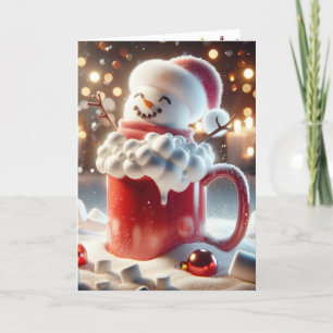 Jul Snögubbe i Röda Mugg Helgkort