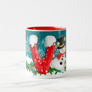 Jul Snögubbe Initial Brev Monogram Mugg