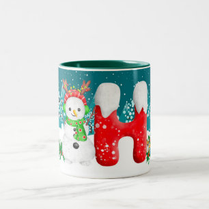Jul Snögubbe Initial Brev Monogram Mugg