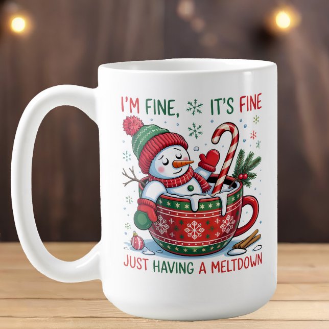 Jul Snögubbe... Jag ska hitta meltdown kakao Kaffemugg (Funny Christmas snowman mug)