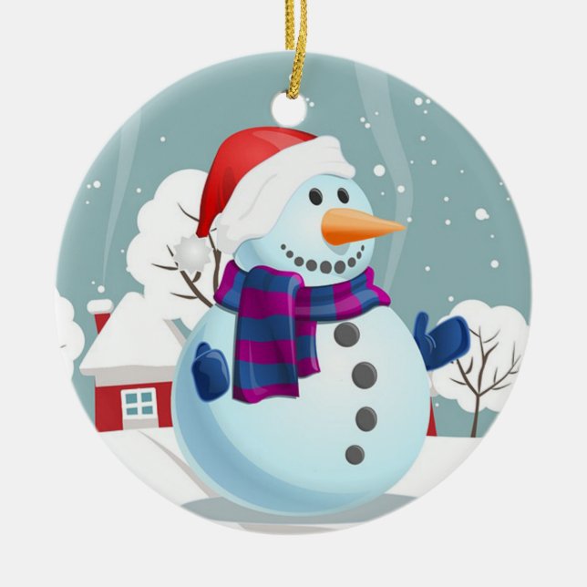 Jul Snögubbe Julgransprydnad Keramik (Framsidan)