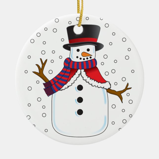 Jul Snögubbe Julgransprydnad Keramik (Framsidan)