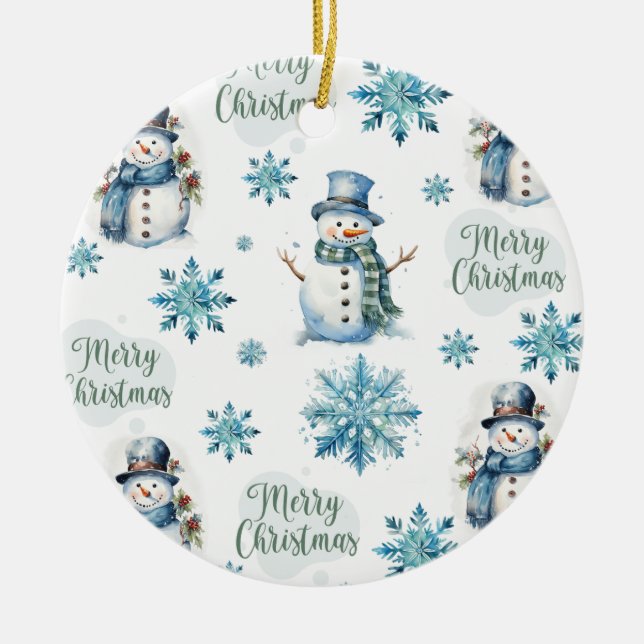 Jul Snögubbe Julgransprydnad Keramik (Framsidan)