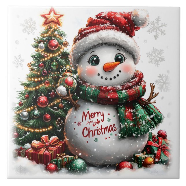 Jul Snögubbe Kakelplatta (Framsidan)