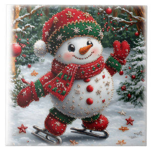 Jul Snögubbe Kakelplatta