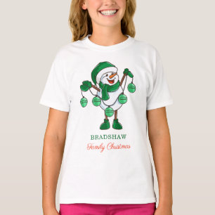Jul Snögubbe med Baubles Family Matching T Shirt