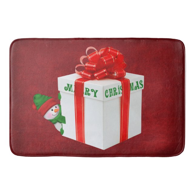 Jul Snögubbe med gift Badrumsmatta (Framsidan)