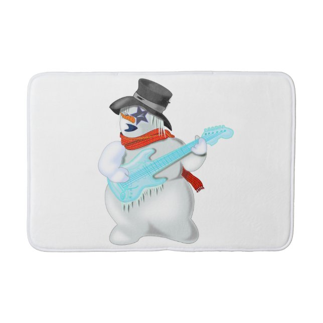 Jul Snögubbe med Guitar Funny Bath Mat Badrumsmatta (Framsidan)
