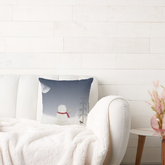 Jul snögubbe med guld stjärna kudde (Soffa)